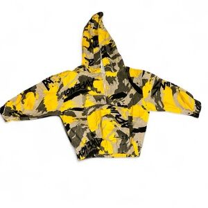 Yellow and Black Camouflage Kids Hoodie